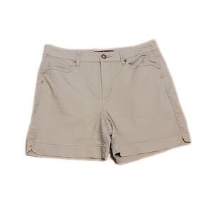 Gloria Vanderbilt Denim Shorts ~ Sz 10 ~ Light Brown ~ Mid Rise ~ 5.5" Inseam